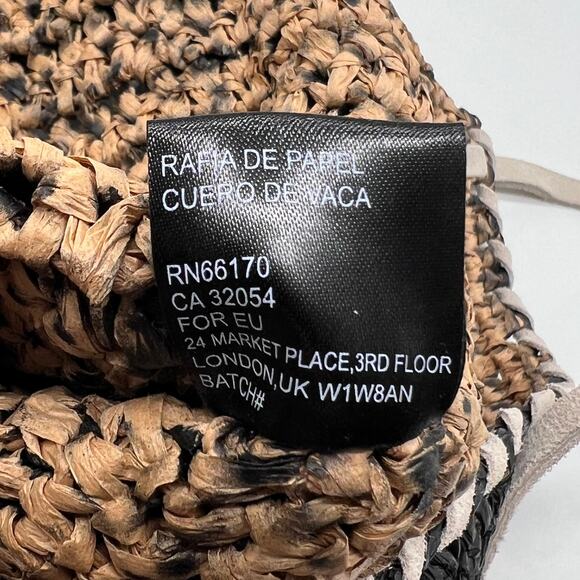 ANTHROPOLOGIE Straw Shoulder Bag Black White Tote Slouchy Casual Travel Light - Picture 11 of 13